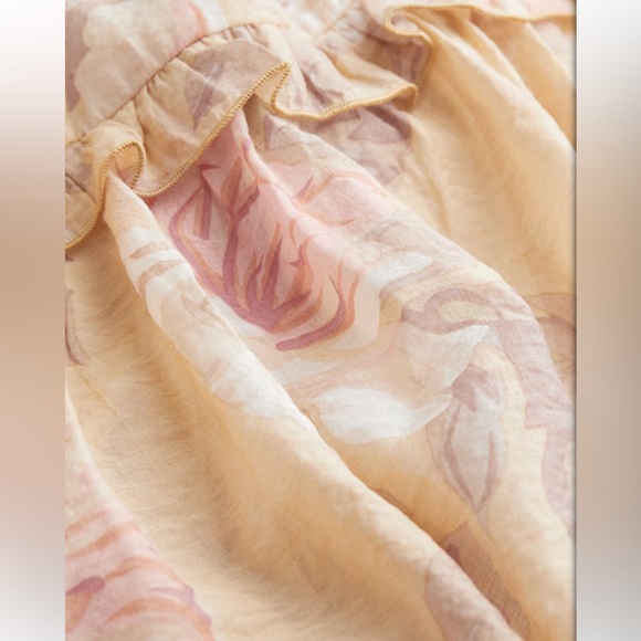 H&M Cut Out V-Neck Frill Flowy Back Tie Floral Draping Maxi Dress Size Small - Picture 3 of 13